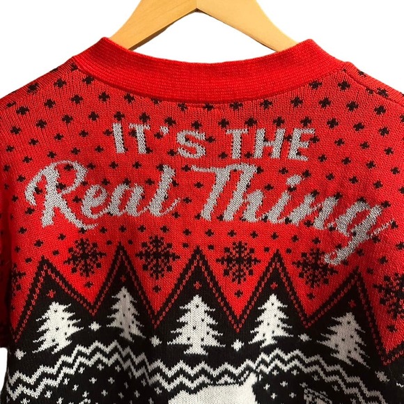 Coca-Cola Christmas Holiday ugly Sweater Coke Cardigan Size M - Picture 8 of 13